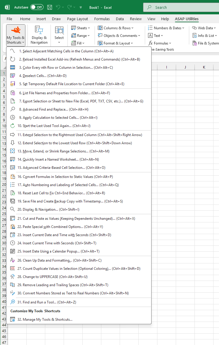 ASAP Utilities for Excel - Wat is new in Version 9.0 - June 18, 2025