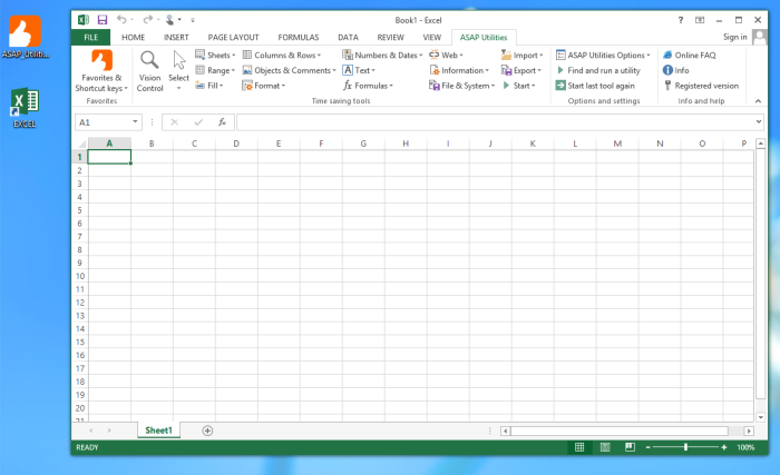 Excel 2013 with ASAP Utilities 5