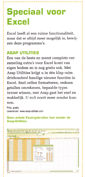 PCM: Geen enkele Excel gebruiker kan zonder ASAP Utilities