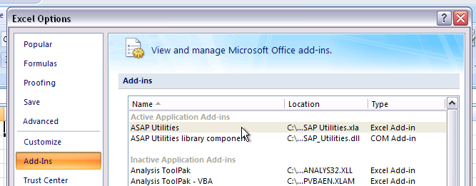 The two parts of ASAP Utilities