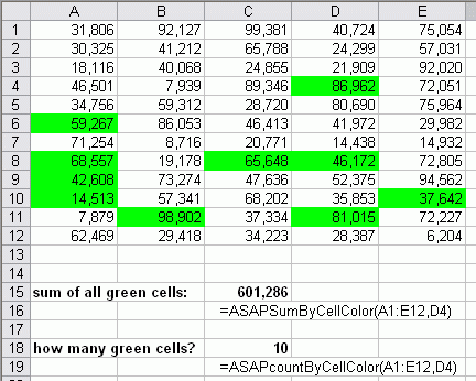 Count or sum cells based on their color