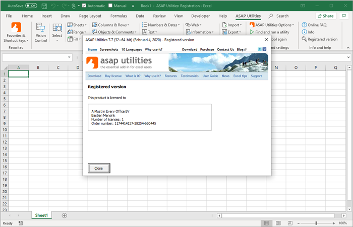 Asap Utilities Excel Add In Free Ms Excel Software Tools Add Ins